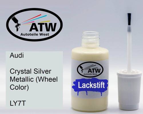 Audi, Crystal Silver Metallic (Wheel Color), LY7T: 20ml Lackstift, von ATW Autoteile West.